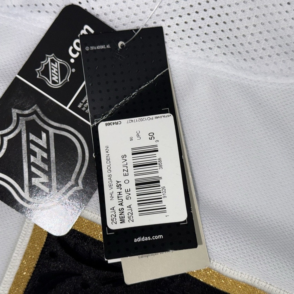 NWT Adidas Vegas Golden Knights White Away Jersey Men's 50 Authentic NHL Strap - Picture 8 of 11